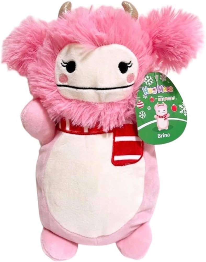 Squishmallows Hug Mees Christmas Holiday Brina The Pink Bigfoot, 25cm