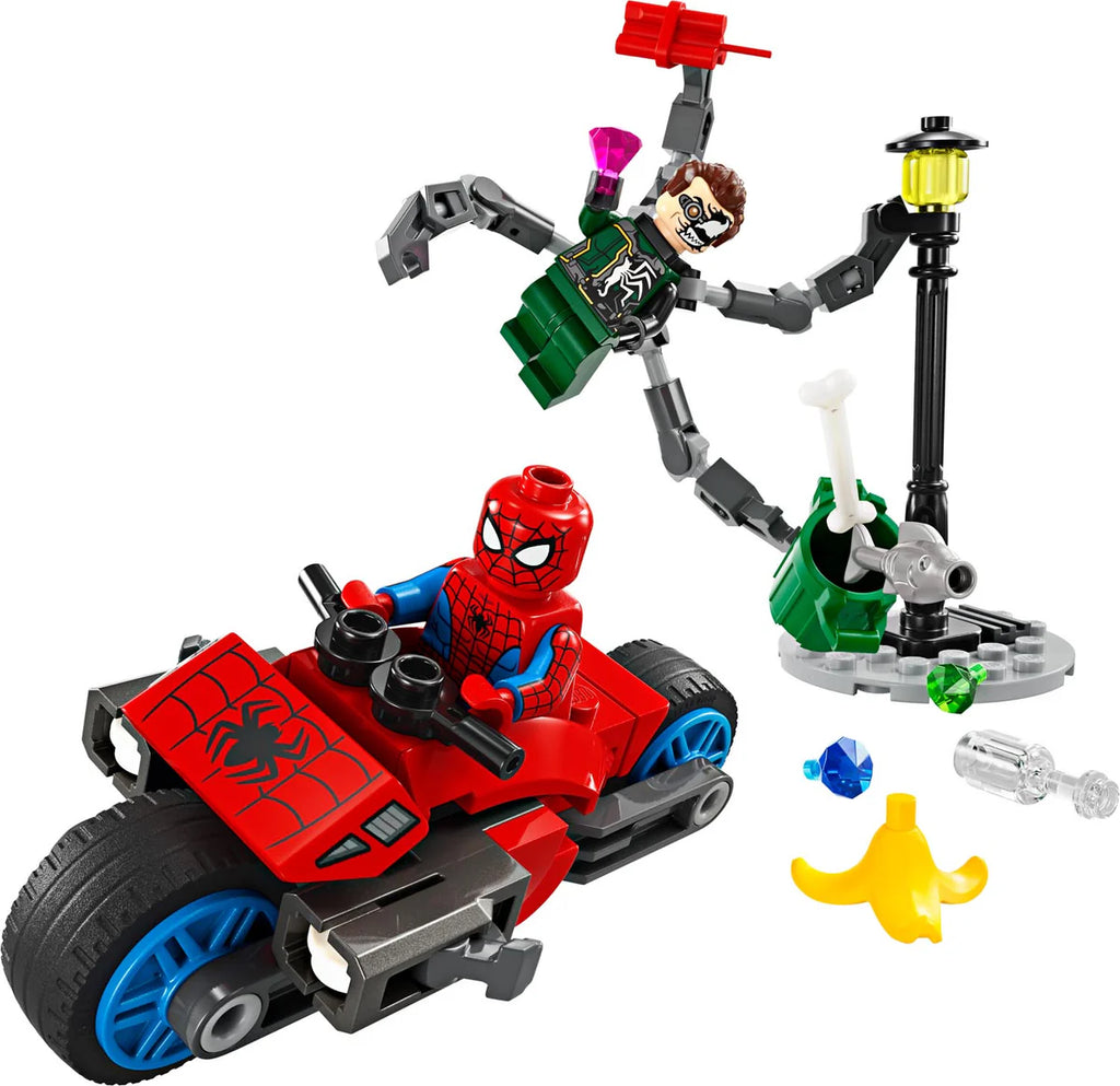 LEGO 76275 Super Heroes - Takaa-ajo moottoripyörällä: Spider-Man vastaan Tohtori Mustekala