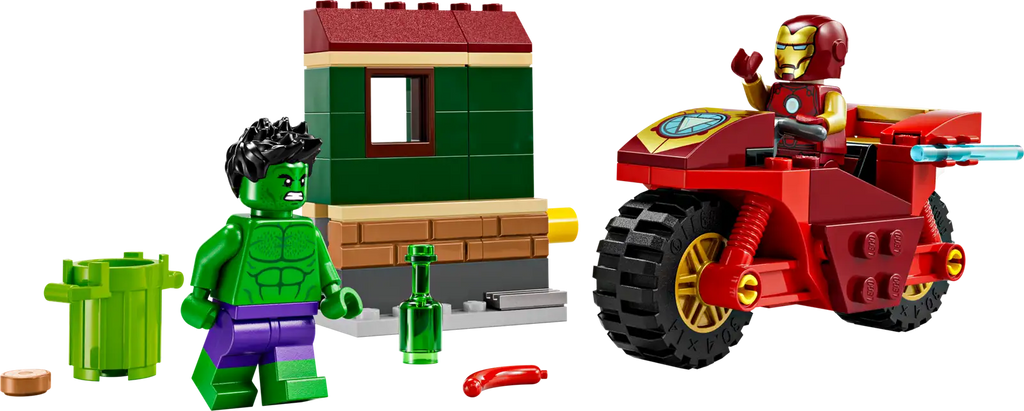 LEGO Super Heroes Marvel 76287 - Iron Man, moottoripyörä ja Hulk