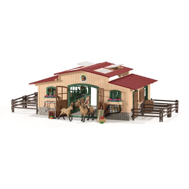 Schleich Farm World 42195 Hevostalli, mukana hevoset ja tarvikkeet