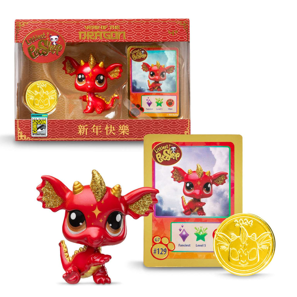 Comic con Littlest Pet Shop Year of the Dragon RED Dragon Exclusive Set